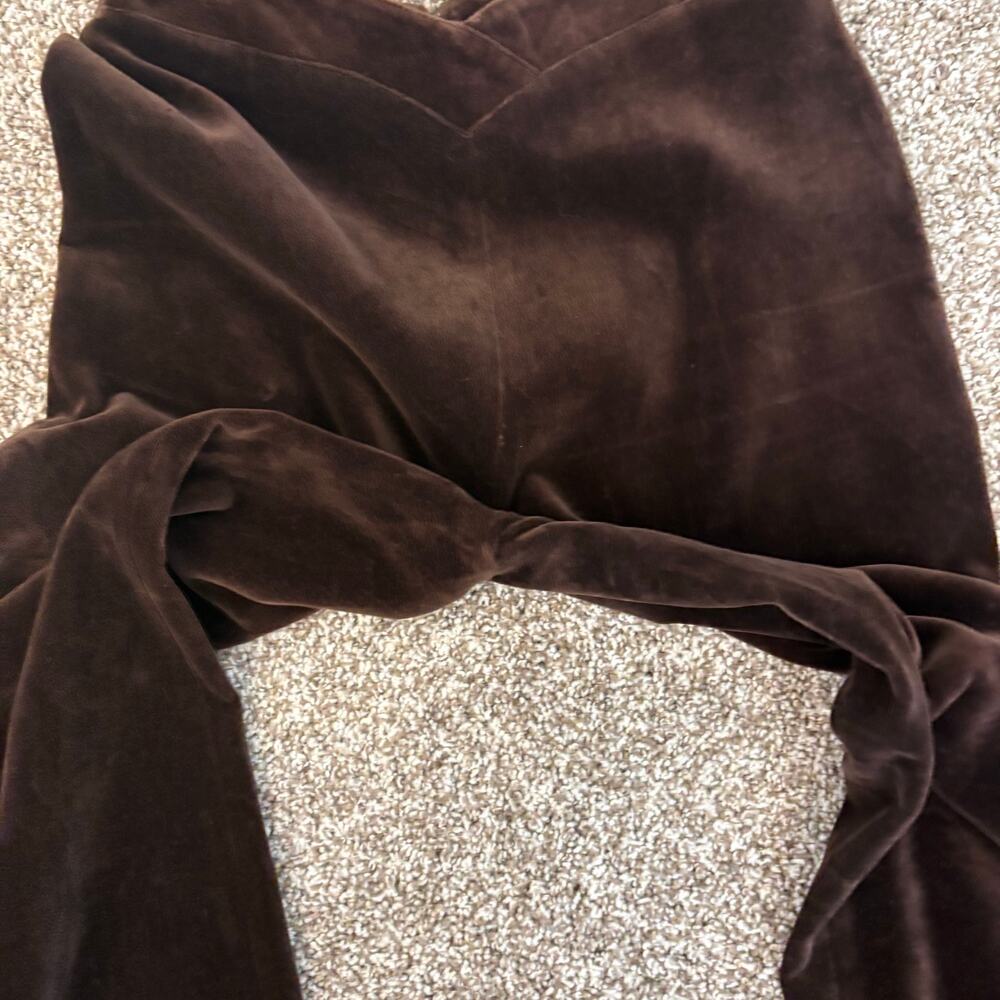 Vintage 70s Rosner Cotton Velvet Wide Leg Slacks West German High Rise Brown 8 - Picture 3 of 10